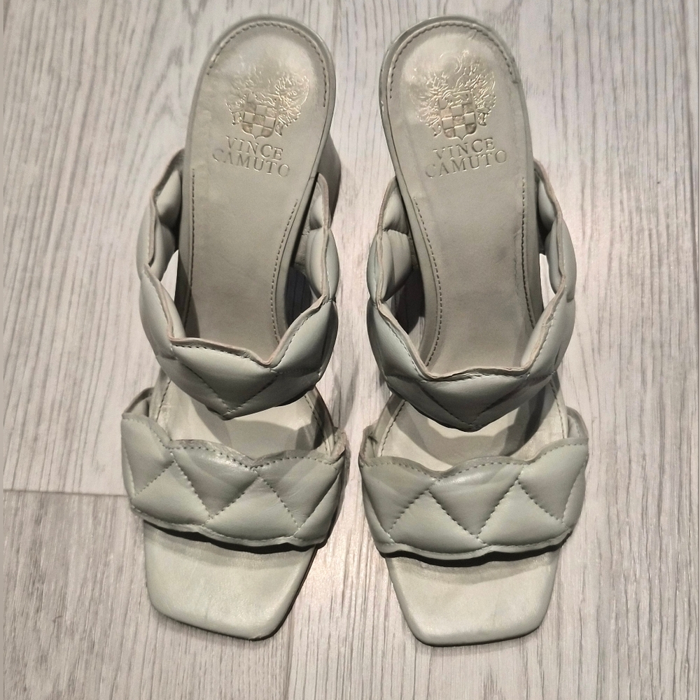 Vince Camuto Women's Light Green Quilted Sandals